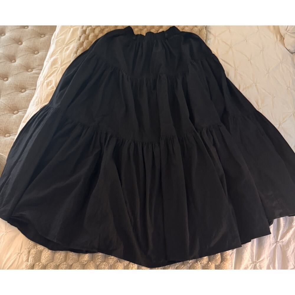 Vintage Desert West Maxi Hoop Skirt Womens One Size Black Tiered Pleated